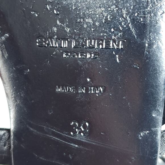 Saint Laurent Women's US8,5 EU39 Black Leather Studded Fringe Gladiator Sandals - Picture 13 of 16